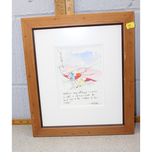 445 - Tim Bulmer (XX), 2 comedic prints in distressed wooden frames