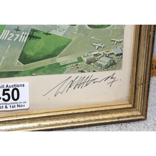 450 - Framed print of Red Arrows illustration signed in pen by aviation artist Wilfred ‘Wilf’ Hardy, appro... 