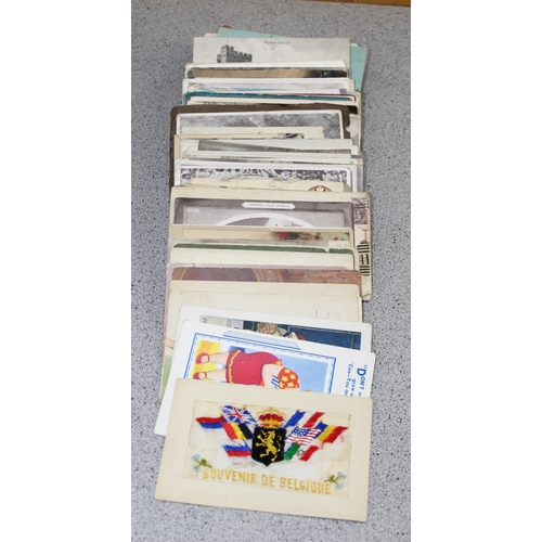 513 - Qty of assorted postcards, mainly antique to inc military, humorous, silk etc etc