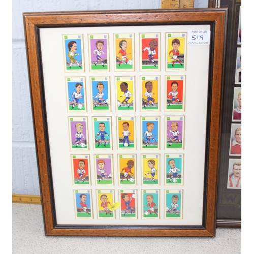 519 - 3 framed sets of football related cigarette cards