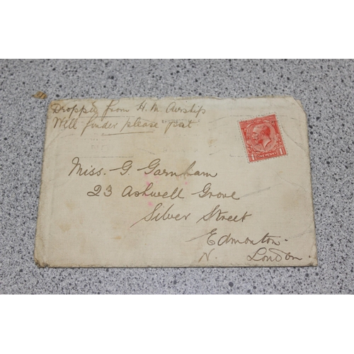 521 - 2 c.WW1 period letters dropped from an airship, hand written note 