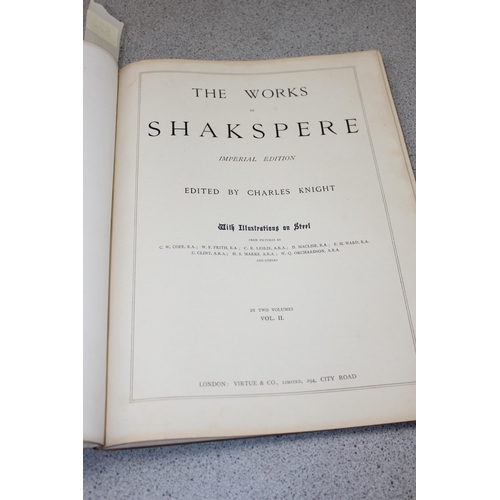 522 - The works of Shakespeare volume I and II and ascribed plays, index with numerous monochrome illustra... 