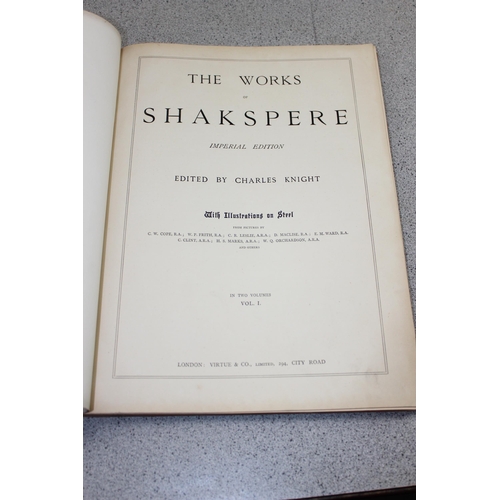 522 - The works of Shakespeare volume I and II and ascribed plays, index with numerous monochrome illustra... 