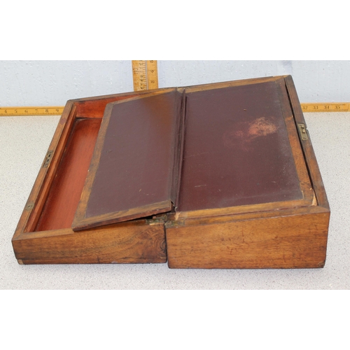 293 - 3 antique writing slopes, one a mahogany campaign style example with brass corners