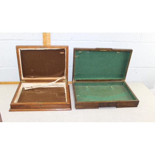 299 - 2 vintage empty canteen of cutlery boxes and a wooden instrument box (3)