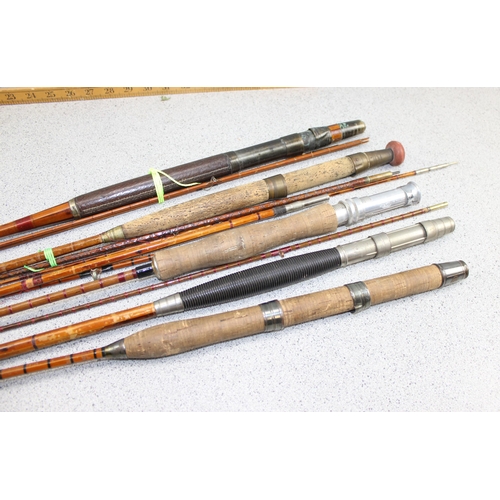 755 - 5 vintage split cane fishing rods