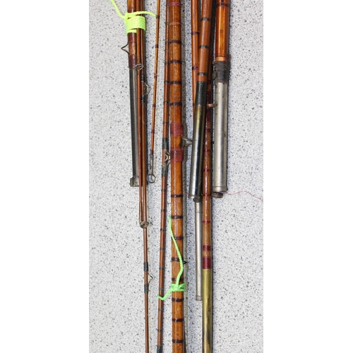 755 - 5 vintage split cane fishing rods