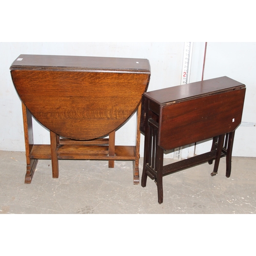 107 - Vintage oak gate leg table and a small mahogany Sutherland table (2)