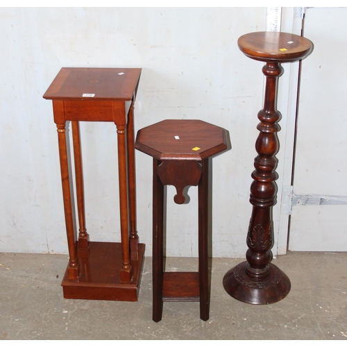 110 - 3 vintage jardinière stands to include one turned mahogany example