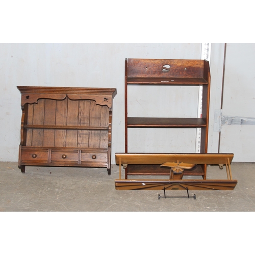 114 - An oak bookshelf, oak spice cabinet & retro aeroplane bookshelf by Line Nine design.