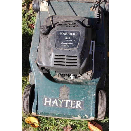 335 - Hayter Harrier 48 petrol lawn mower with grass box