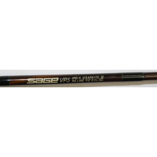 703 - Sage VSP Graphite lll #6 line 4 piece 9 foot fly rod with rod bag and hard carry case