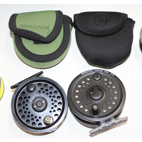 714 - 4 Leeda fly fishing reels & spare spools to include 2 Leeda Rimflys & 2 Leeda Dragonfly Concept reel... 