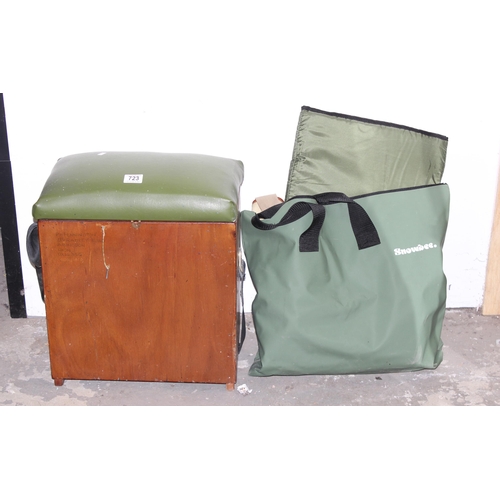 723 - A quantity of fishing luggage to include seat box, rod tubes, landing mat, tackle bags ect.