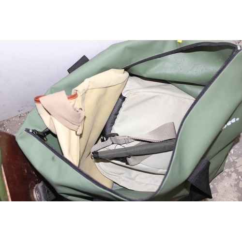 723 - A quantity of fishing luggage to include seat box, rod tubes, landing mat, tackle bags ect.