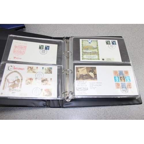 542 - Large qty of GB First Day cover stamps in 4 large albums & loose (approx 313)