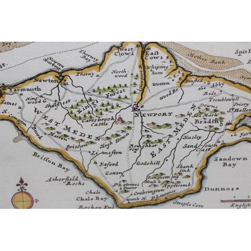 499l - 18th century map of the Isle of Wight by Herman Moll