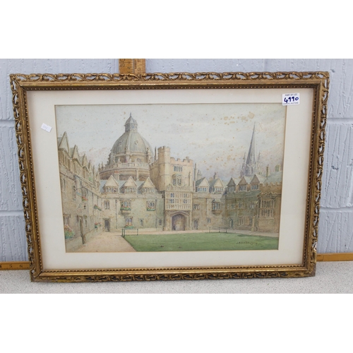 499o - J A Shuffrey 1859 -1939. An antique watercolour of an Oxford College. Signed lower right