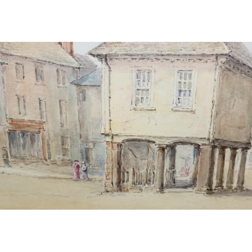 499p - J A Shuffrey 1859 -1939. Antique watercolour of Faringdon Market Place. Signed and dated 1921.