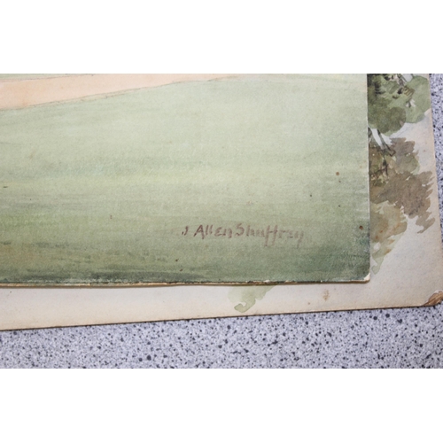 499q - J A Shuffrey 1859 -1939. 3 unframed watercolours, to include 2 of St. John's College. All signed and... 