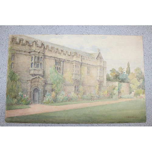 499q - J A Shuffrey 1859 -1939. 3 unframed watercolours, to include 2 of St. John's College. All signed and... 