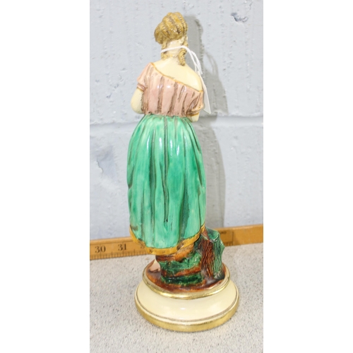 1862 - A vintage Florentine carved wooden figure of a female standing on a serpent and 2 vintage Borghese l... 