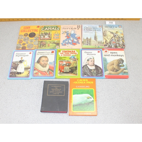 558 - 11 children's vintage ladybird books & an Elizabeth ll coronation book.