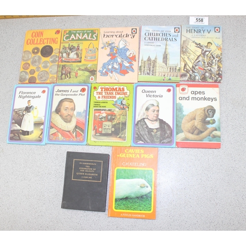 558 - 11 children's vintage ladybird books & an Elizabeth ll coronation book.