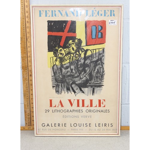 499t - Fernand Leger original 1959 Parisian gallery poster ' La Ville 29 lithographies Originales - Edition... 