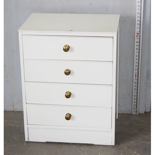 16 - Retro white painted 4 drawer chest of drawers