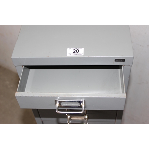 20 - A vintage grey painted Bisley 15 drawer metal filing cabinet