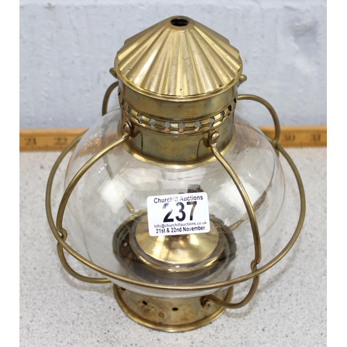 237 - An antique style brass shipyard globe lamp with box