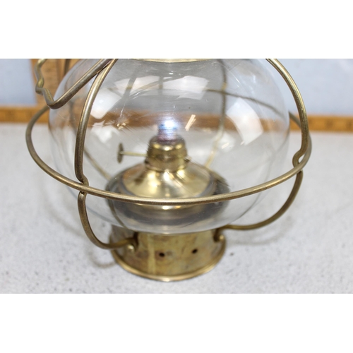 237 - An antique style brass shipyard globe lamp with box