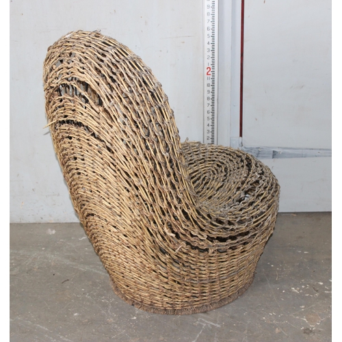 29 - An unusual woven wooden garden or conservatory chair