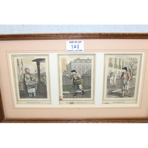 381 - 4 framed antique print displays of London scenes