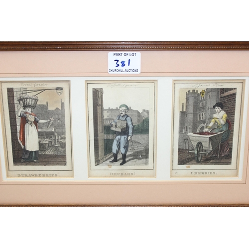 381 - 4 framed antique print displays of London scenes