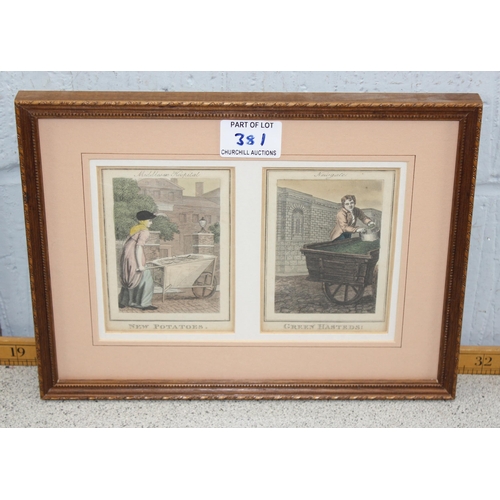 381 - 4 framed antique print displays of London scenes