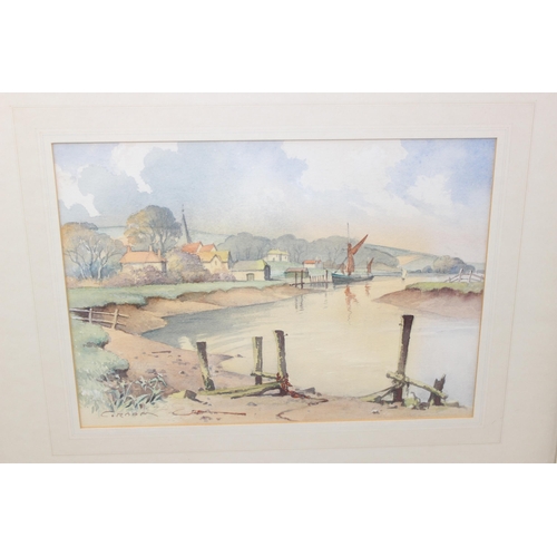 387 - Emerson Harold Groom A.R.E. (British, 1890-1983), Piddinghoe, Sussex, watercolour on paper, mounted ... 