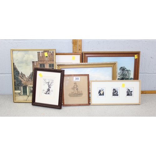 388 - Qty of assorted prints and original artworks, mainly signed