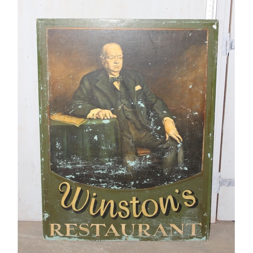 399 - A large vintage painted wooden sign 