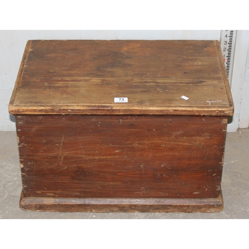 73 - Vintage stained pine box or trunk