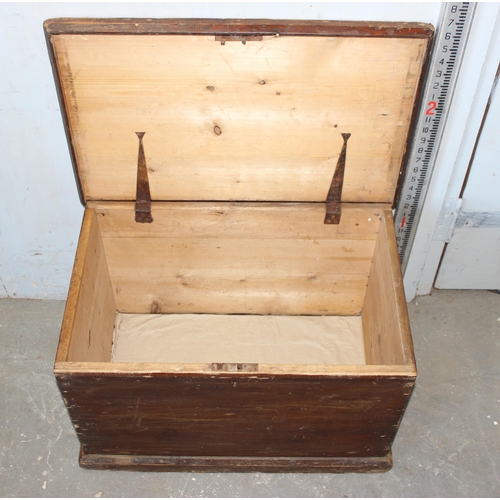 73 - Vintage stained pine box or trunk