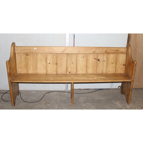 154 - Antique pine church pew or bench, approx 189cm wide