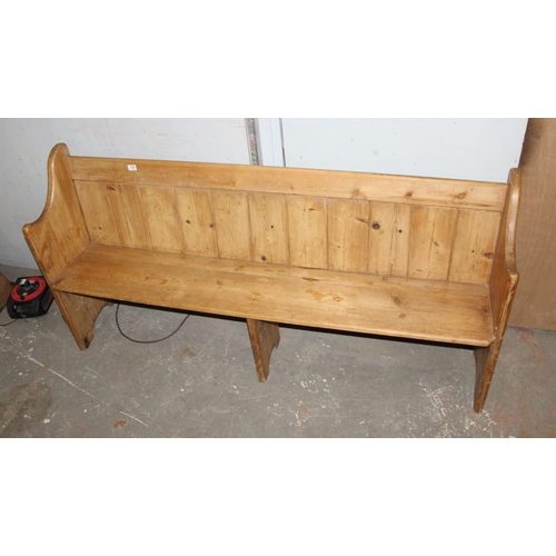 154 - Antique pine church pew or bench, approx 189cm wide