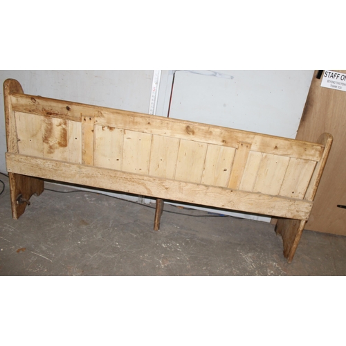 154 - Antique pine church pew or bench, approx 189cm wide