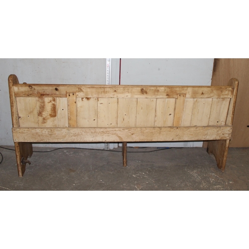 154 - Antique pine church pew or bench, approx 189cm wide