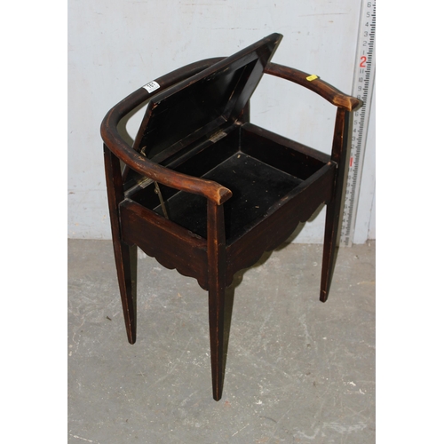 161 - Antique piano stool with hoop back