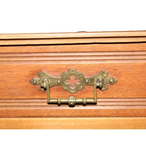 165 - Vintage pine wash stand with marble top and tile back, approx 107cm wide