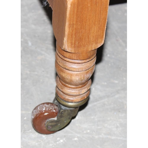 165 - Vintage pine wash stand with marble top and tile back, approx 107cm wide