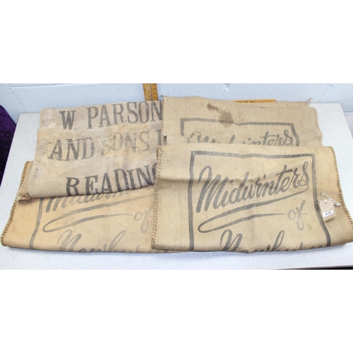 828 - 4 vintage sacks with advertising